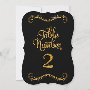 Fancy Script Glitter Table Number 2 Receptions