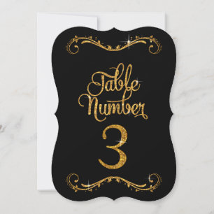 Fancy Script Glitter Table Number 3 Receptions