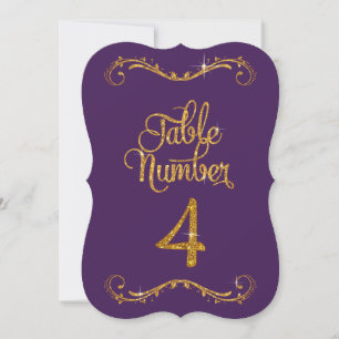 Fancy Script Glitter Table Number 4 Formal Dinners