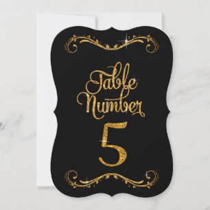Fancy Script Glitter Table Number 5 Receptions
