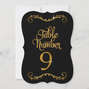 Fancy Script Glitter Table Number 9 Receptions