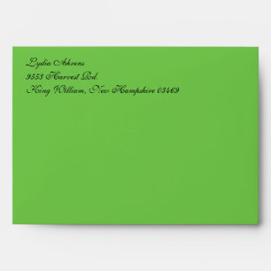 Fancy Script Green A7 Return Address Envelopes