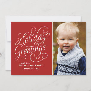 Fancy Script "Happy Holidays" Photo Holiday Card