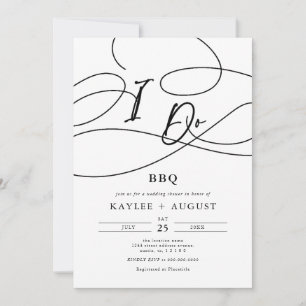 Fancy Script "I Do" BBQ Couples Wedding Shower Invitation