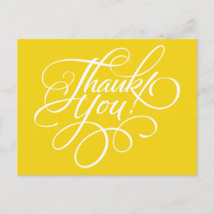 Fancy Script Lemon Yellow Thank You Card