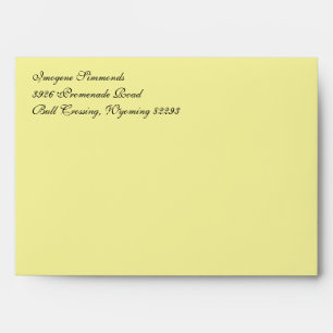 Fancy Script Light Yellow A7 Return Address Envelope