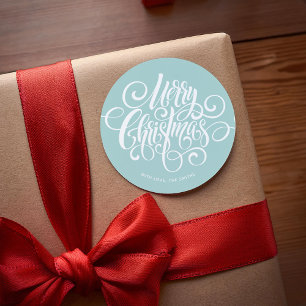 Fancy Script "Merry Christmas" Custom Classic Round Sticker