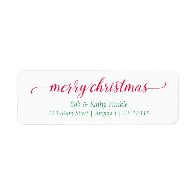 Fancy Script Merry Christmas Return Address Labels (Front)