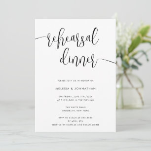 Fancy Script Modern Rehearsal Dinner Invitation