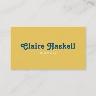 Fancy Script Mustard Yellow Chic Minimal Social Business Card