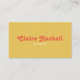 Fancy Script Mustard Yellow Tomato Chic Minimal Business Card