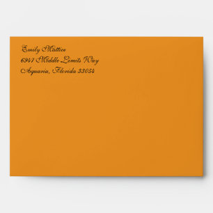 Fancy Script Orange A7 Return Address Envelopes