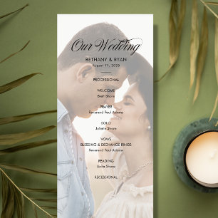 Fancy Script Photo Wedding Day Program