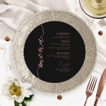 Fancy Script Round Wedding Menu Card For Plate<br><div class="desc">A simple chic calligraphy wedding menu card. I do offer a free customisation service,  if you have any questions or special requests,  please feel free to contact me.</div>