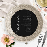 Fancy Script Round Wedding Menu Card For Plate<br><div class="desc">A simple chic calligraphy wedding menu card. I do offer a free customisation service,  if you have any questions or special requests,  please feel free to contact me.</div>