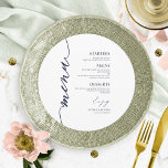 Fancy Script Round Wedding Menu Card For Plate<br><div class="desc">A simple chic calligraphy wedding menu card. I do offer a free customisation service,  if you have any questions or special requests,  please feel free to contact me.</div>