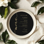 Fancy Script Round Wedding Menu Card For Plate<br><div class="desc">A simple chic calligraphy wedding menu card with guest name. PLEASE NOTE: customise this template one by one (adding the guest name ), and add each menu card separately to your cart. CUSTOMIZATION: If you need design customisation, please get in touch with me via chat; if you need information about...</div>