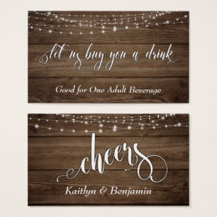 Fancy Script, Rustic Wood & Lights Drink Tickets 2