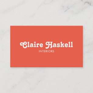 Fancy Script Tomato Red Chic Minimal Social Icons Business Card