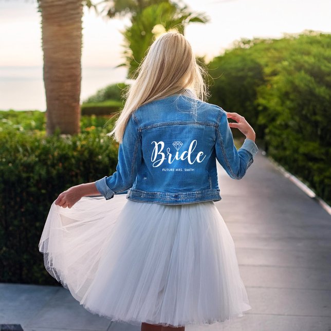 Fancy Script Typography | Bride Personalised  Denim Jacket (Creator Uploaded)