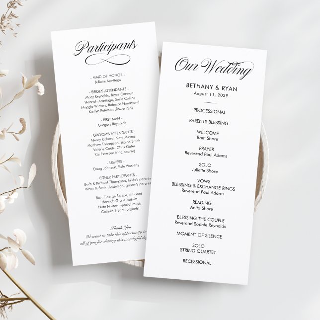 Fancy Script Wedding Day Program (Creator Uploaded)