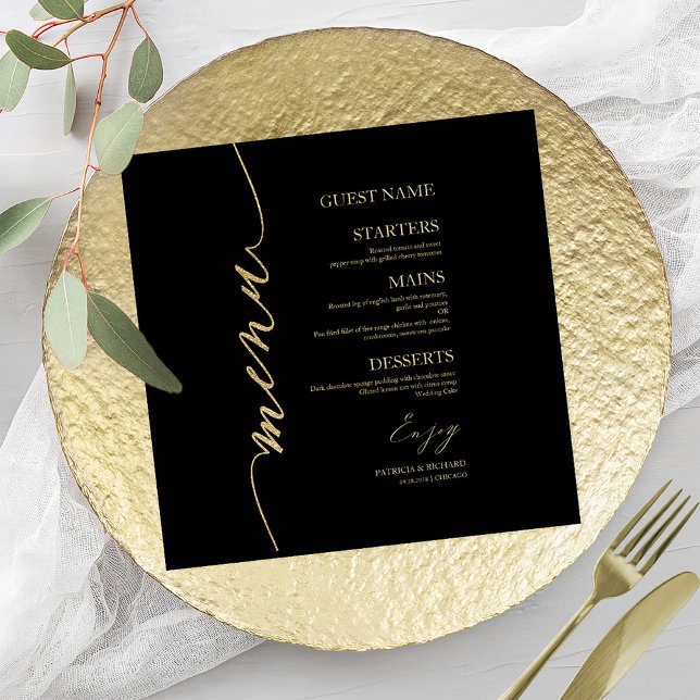 Fancy Script Wedding Menu Card For Plate (Creator Uploaded)