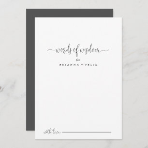 Fancy Script Wedding Words of Wisdom Advice Card