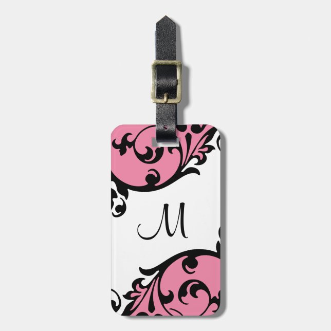 Fancy Scroll Monogram Luggage Tag (Front Vertical)