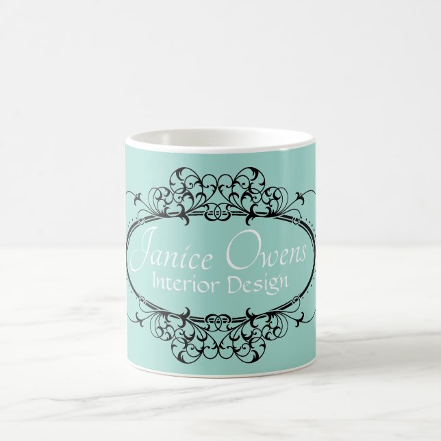 Fancy Scrollwork Frame Personalised Coffee Mug (Center)