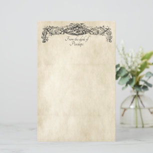 Fancy Scrollwork Old Parchment with Your Name Stationery