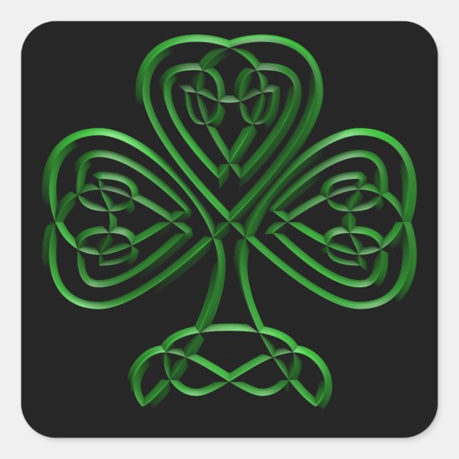 Fancy Shamrock Square Sticker (Front)