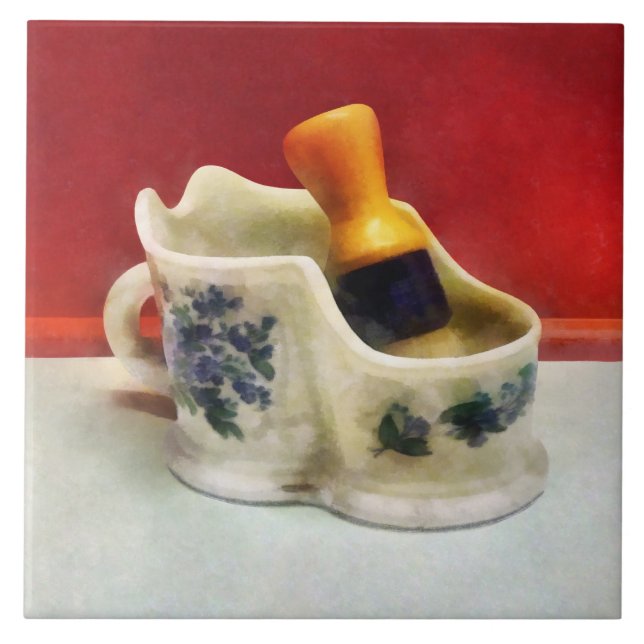 Fancy Shaving Mug Ceramic Tile (Front)