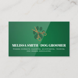 Fancy Shears Dog Groomer Green Gloss Appointment Card