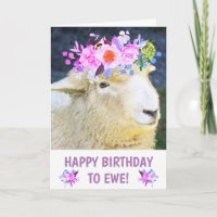 Fancy Sheep With Flowers Birthday