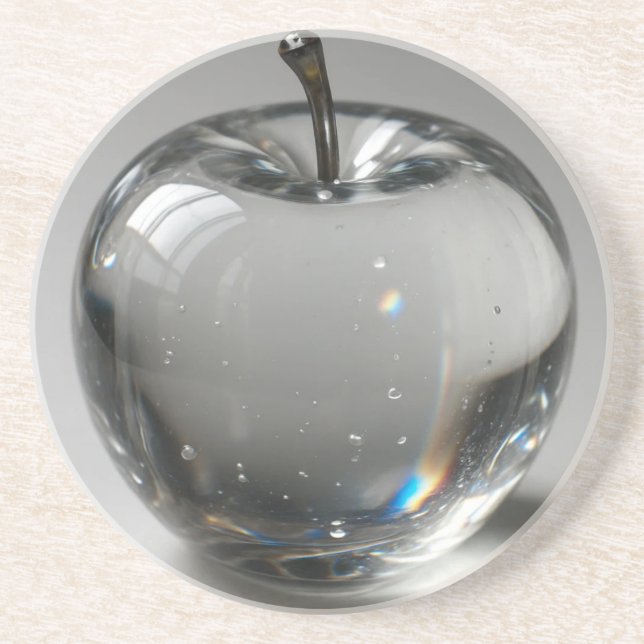 fancy shiny glass apple coaster (Front)