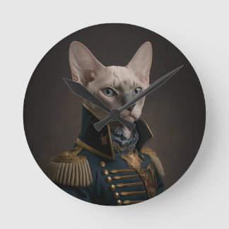 Fancy Siamese Kitty Cat Portrait Round Clock