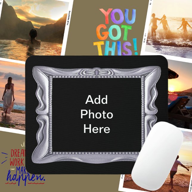 Fancy Silver Frame Add Photo Here Mouse Pad (Fancy Silver Frame Add Photo Here Mouse Pad)