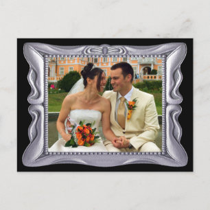 Fancy Silver Frame Add Photo Here Postcard