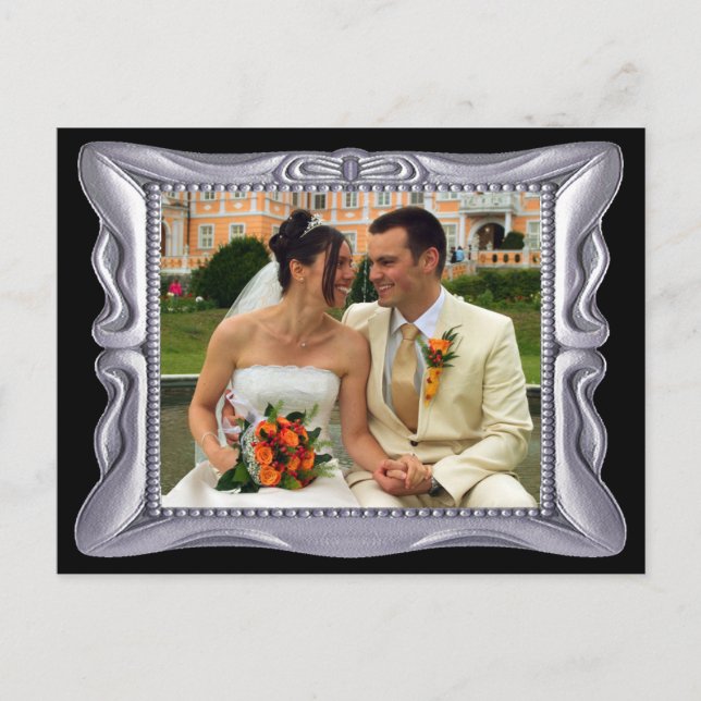 Fancy Silver Frame Add Photo Here Postcard (Front)