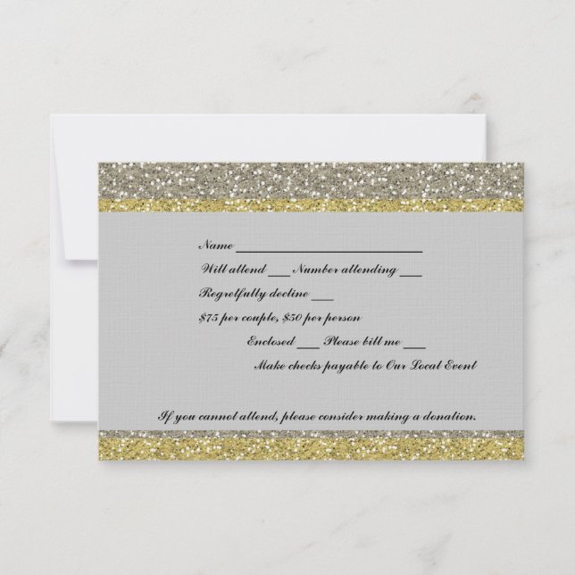 Fancy Silver Gold Glitter Event RSVP (Front)