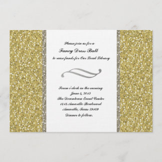 Fancy Silver Gold Glitter Look Event Invitation