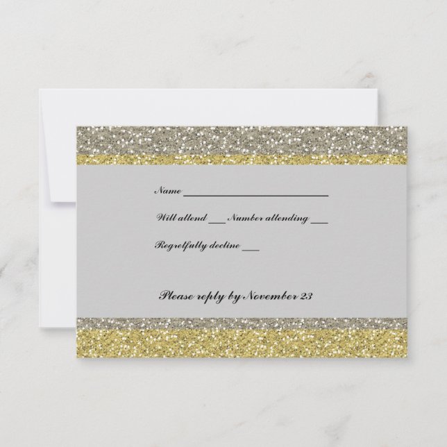Fancy Silver Gold Glitter RSVP (Front)
