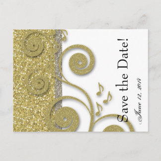 Fancy Silver Gold Save the Date Announcement Postcard