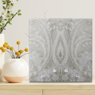 fancy sophisticated sequins pearl white lace ceramic tile