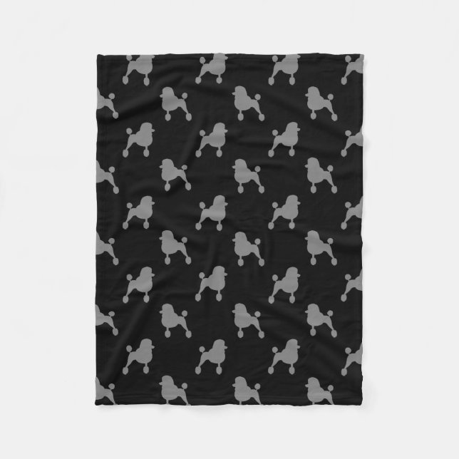 Fancy Standard Poodle Dog Silhouettes Pattern Fleece Blanket (Front)