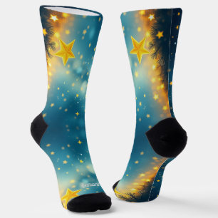 Fancy Starry Night Christmas Crew Socks