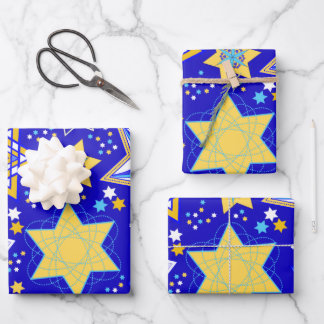 Fancy Stars of David Wrapping Paper Sheet