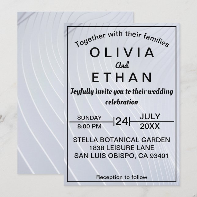 Fancy stylish chic silver Wedding Invitation (Front/Back)
