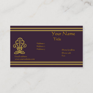 Fancy stylish dark purple and gold business card