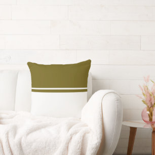 Fancy Stylish Modern Olive Green White Colour Bloc Cushion